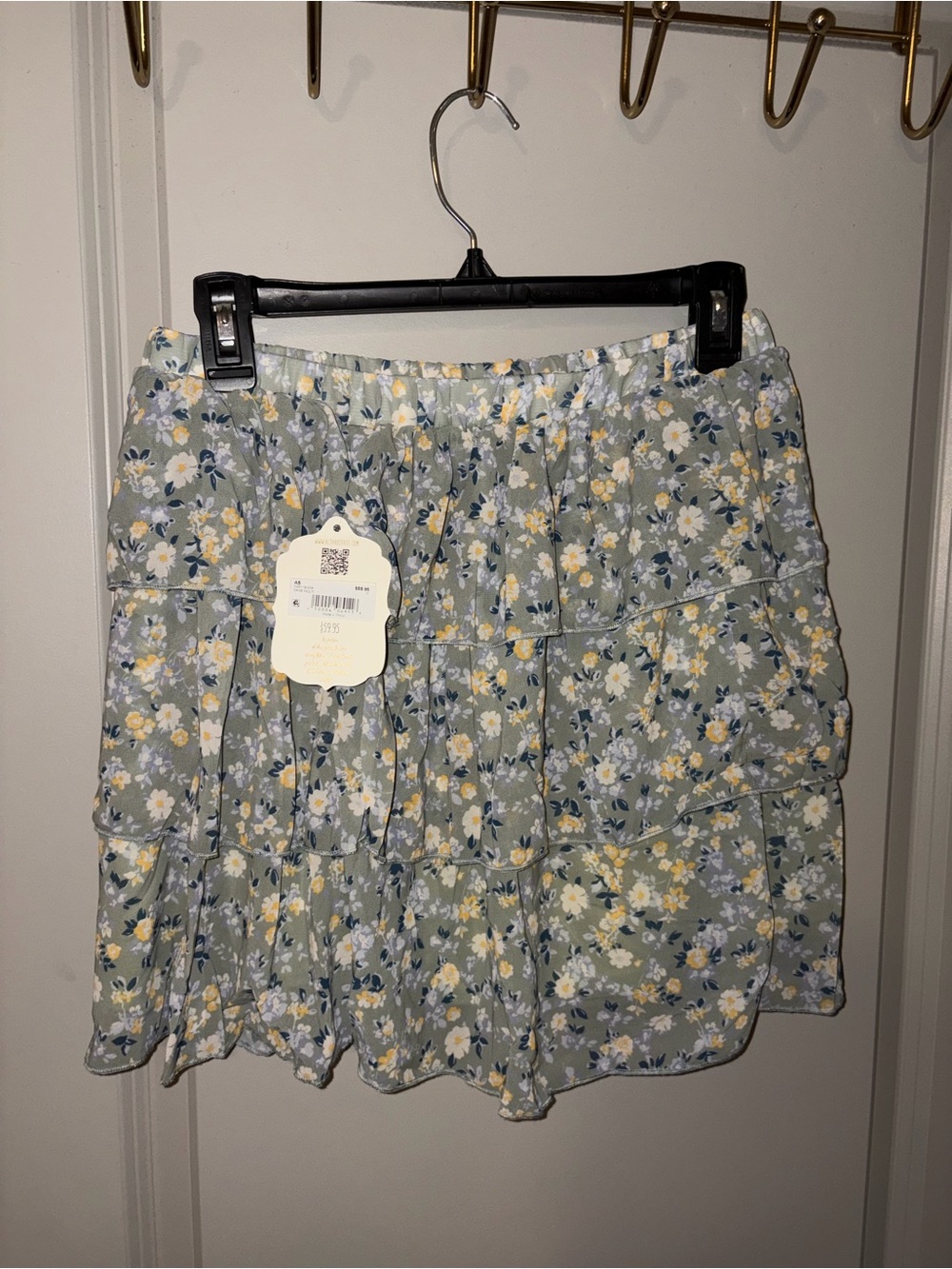 Altard State Floral Ruffle Mini Skirt - Sage Green